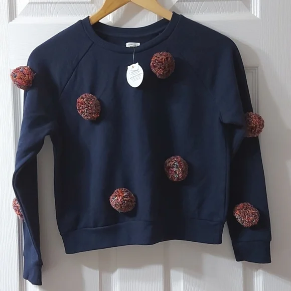 NWT Gymboree Pom Pom Sweater, Navy,  Size Large (10-12) - Picture 2 of 6